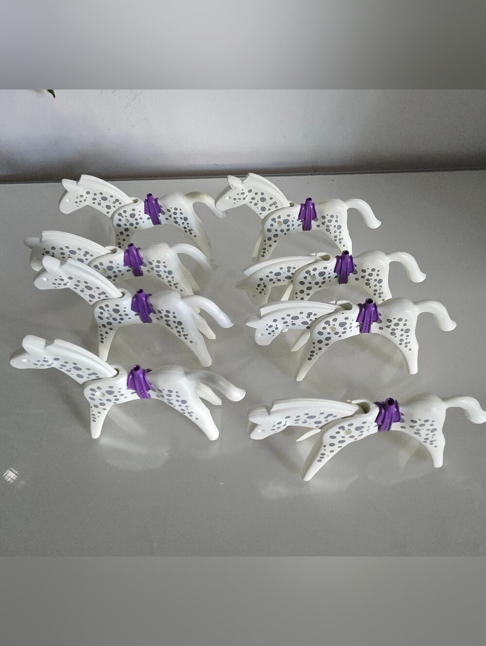 Lot Of 15 Vintage 1974 Playmobil White Spotted Horses Geobra